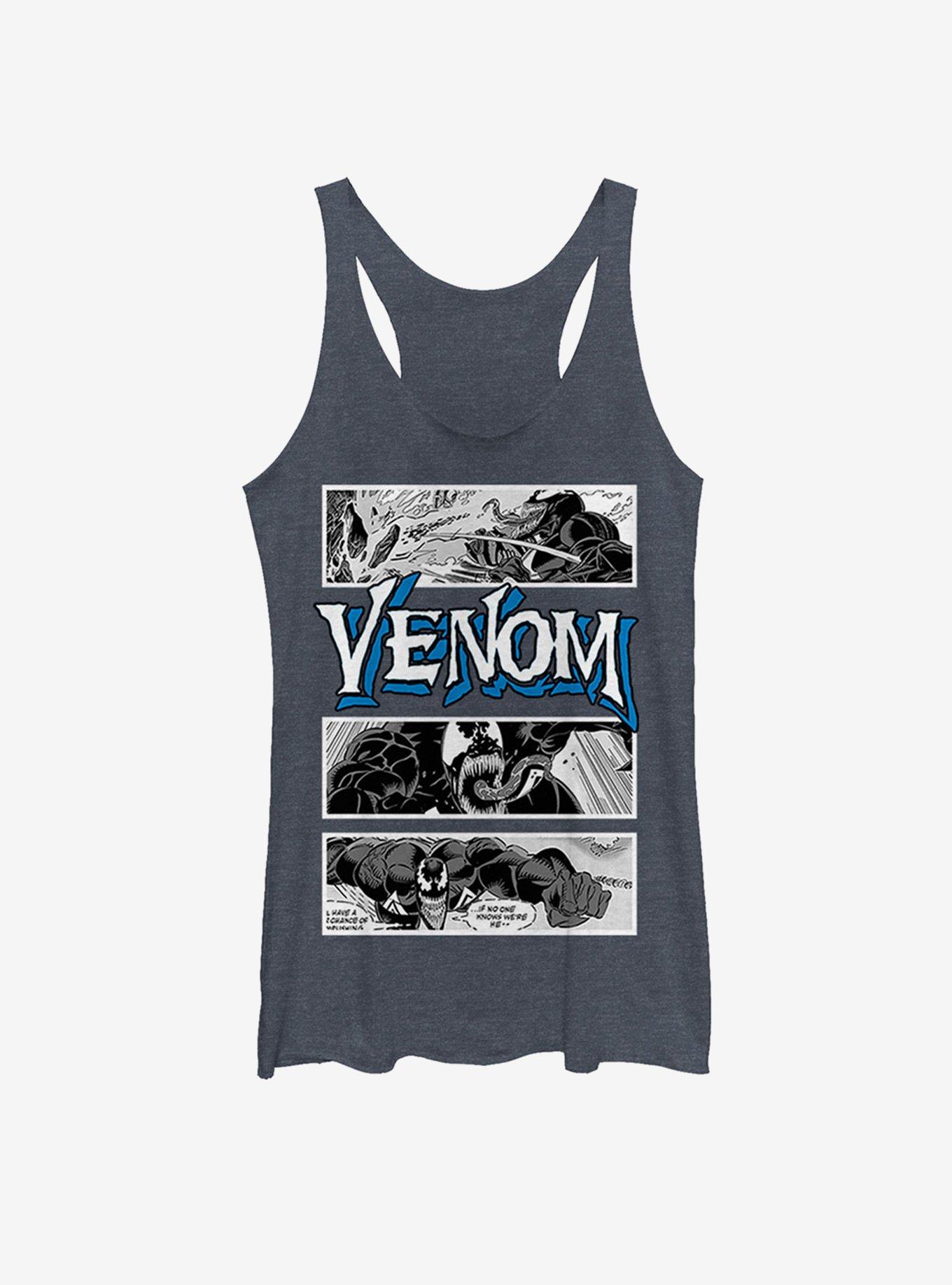 Marvel Venom Comic Panels Womens Tank, NAVY HTR, hi-res