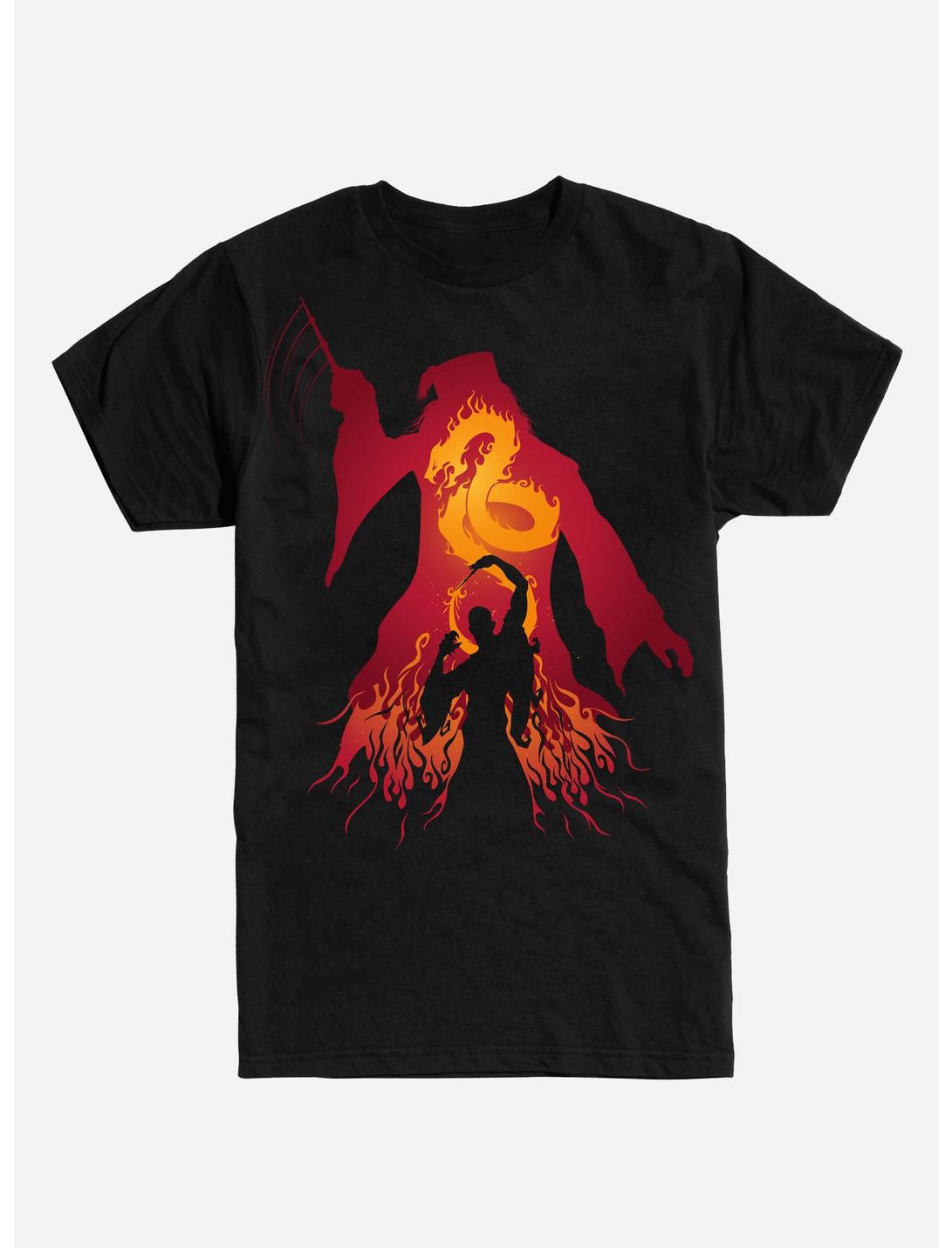 Harry Potter Dumbledore Fire Silhouette T-Shirt, BLACK, hi-res