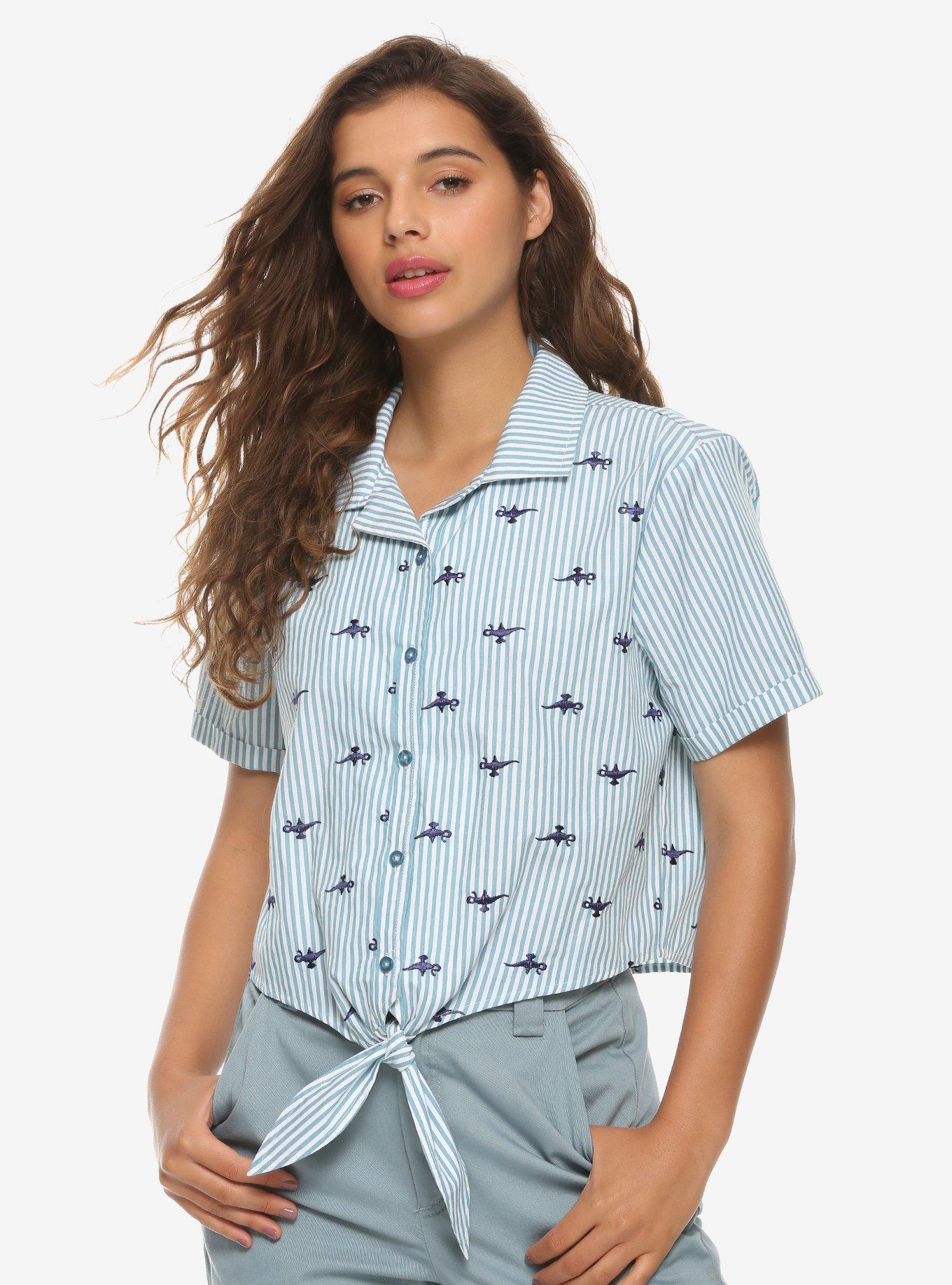 Disney Aladdin Genie's Lamp Striped Tie Front Button-Up, , hi-res