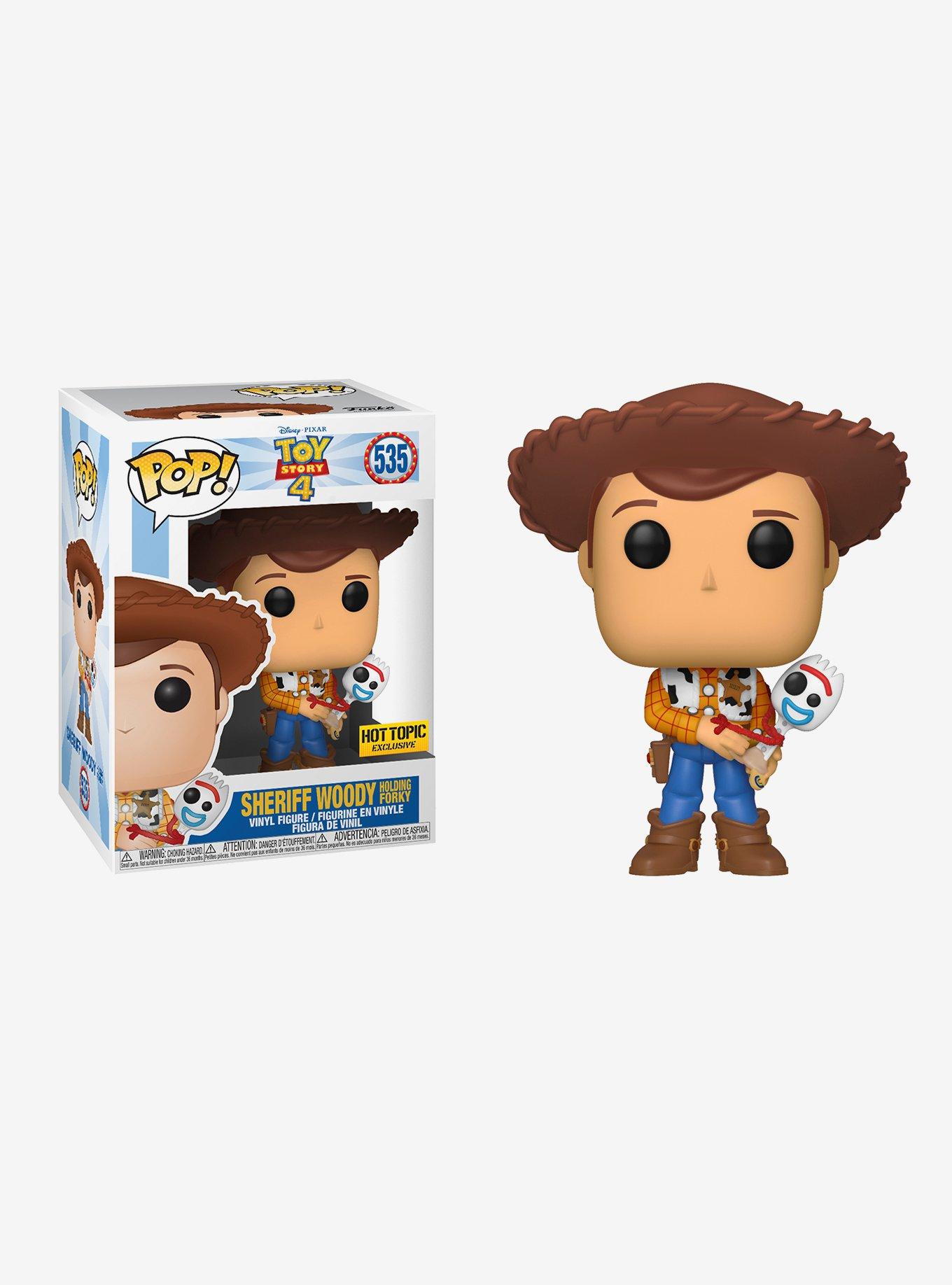 Funko Disney Pixar Toy Story 4 Pop! Sheriff Woody Holding Forky Vinyl Figure Hot Topic Exclusive, , hi-res