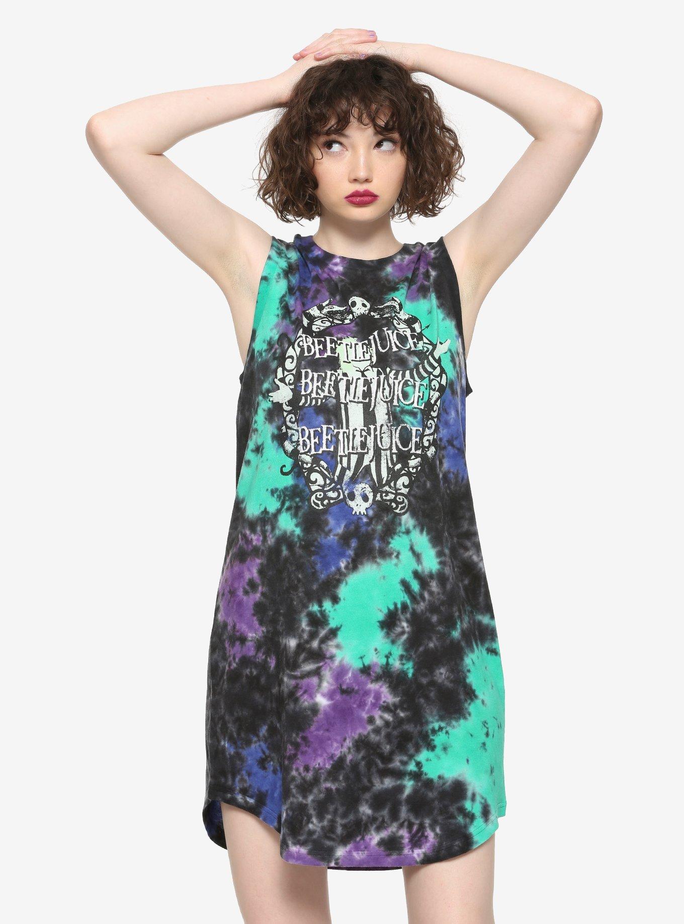 Beetlejuice Tie-Dye T-Shirt Dress, TIE DYE, hi-res