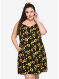 Sunflowers & Skulls Button-Front Dress Plus Size, FLORAL, hi-res