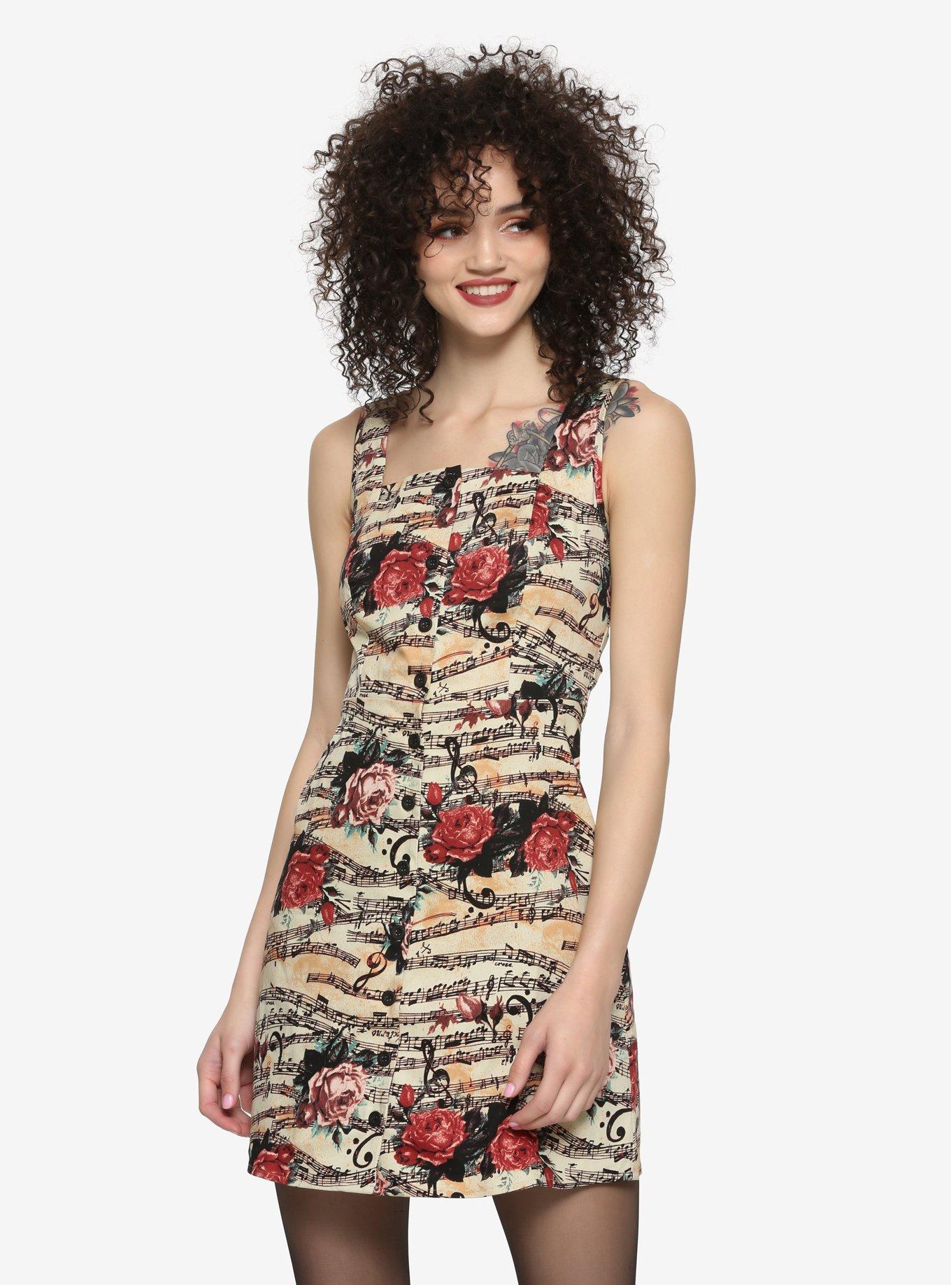 Floral Sheet Music Dress, MUSIC FLORAL, hi-res