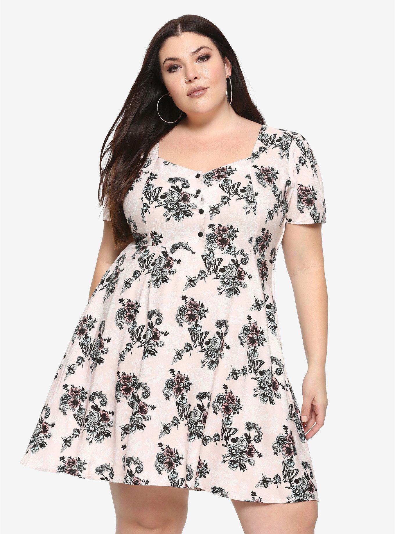 Pink Floral & Bug Retro Dress Plus Size | Hot Topic