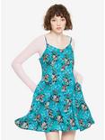 Teal Floral Button-Front Dress, FLORAL, hi-res