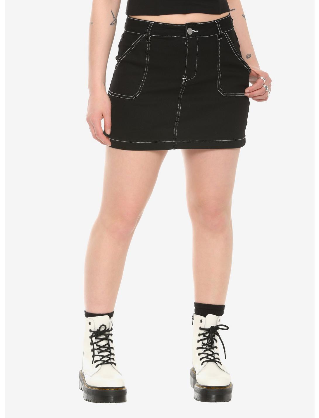 Black Utility Mini Skirt, BLACK, hi-res