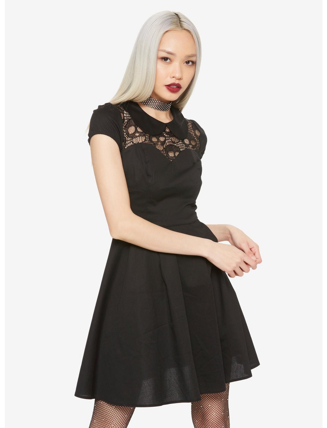 Hell Bunny Skull Lace Dress, BLACK, hi-res