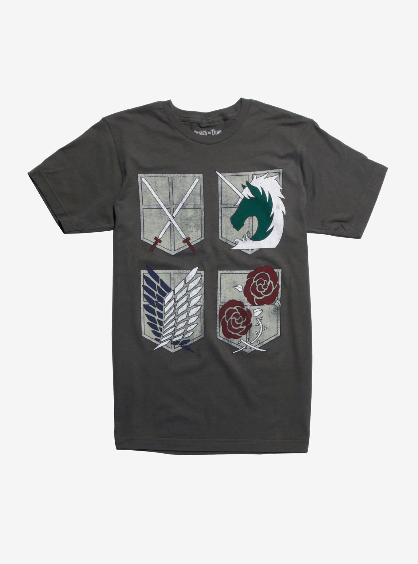 Attack On Titan Shield Emblems T-Shirt, MULTI, hi-res