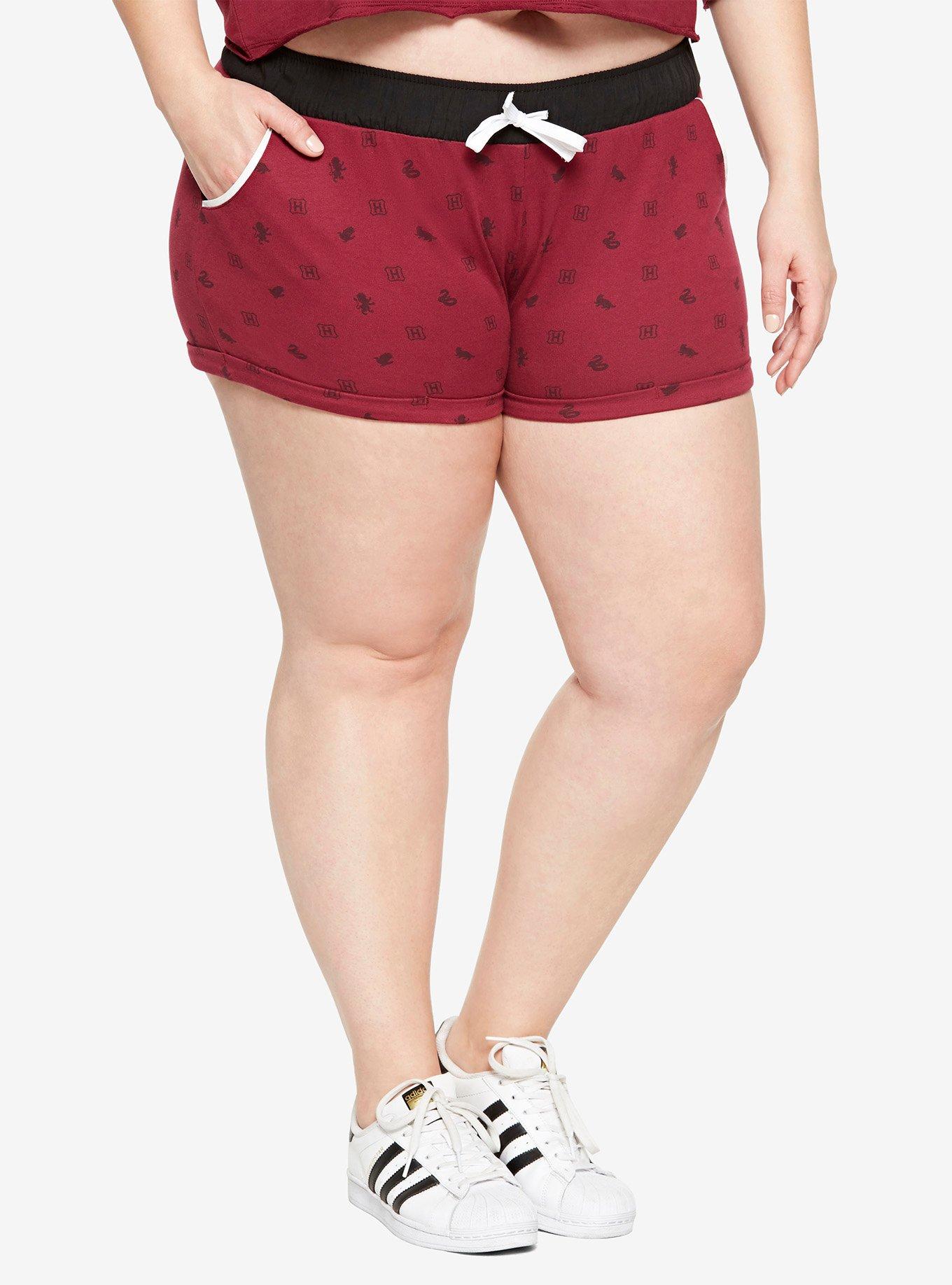 Harry Potter Hogwarts Girls Soft Shorts Plus Size, BURGUNDY, hi-res