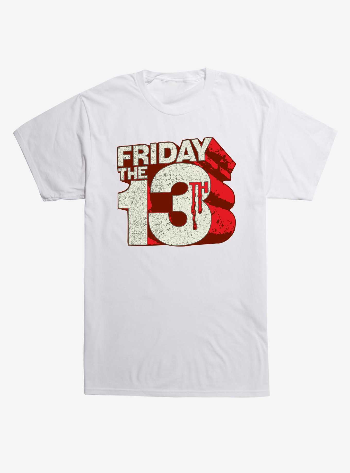 Friday The 13th Block Letters T-Shirt, WHITE, hi-res