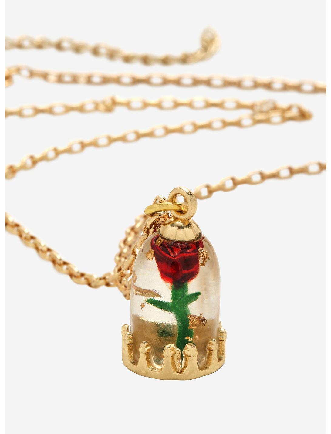 Disney Beauty And The Beast Enchanted Rose Necklace, , hi-res