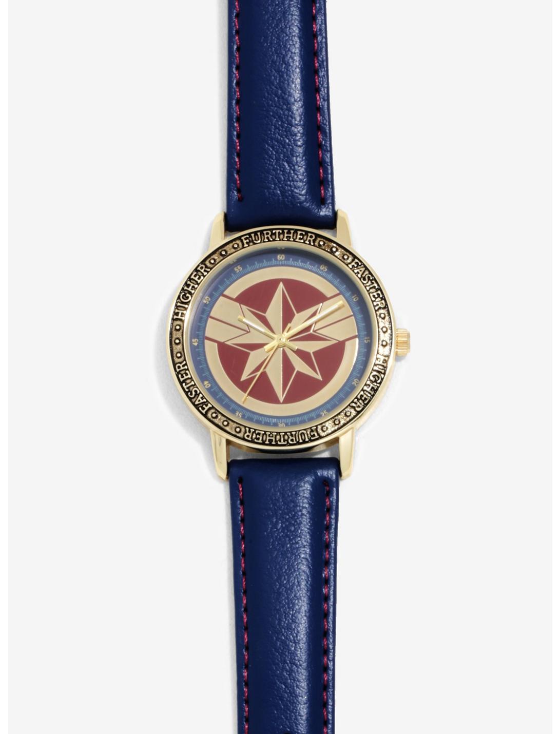 Marvel Captain Marvel Leather Watch - BoxLunch Exclusive, , hi-res
