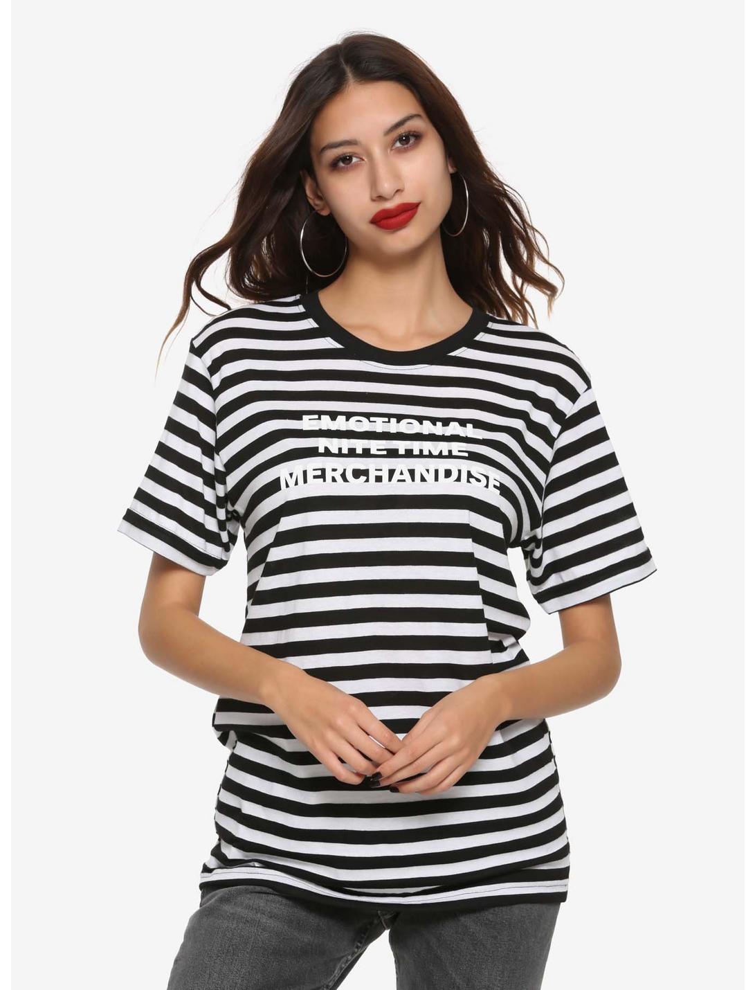Emo Nite Emotional Nite Time Merchandise Striped Girls T-Shirt, WHITE, hi-res