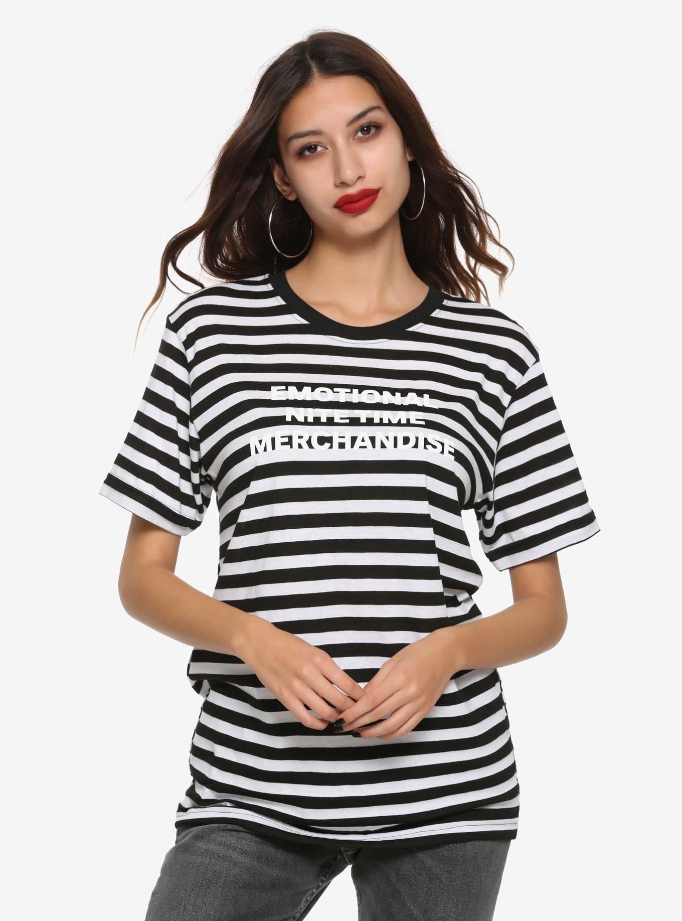Emo Nite Emotional Nite Time Merchandise Striped Girls T-Shirt, WHITE, hi-res