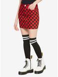 Black & Red Checkerboard Denim Mini Skirt, MULTI, hi-res