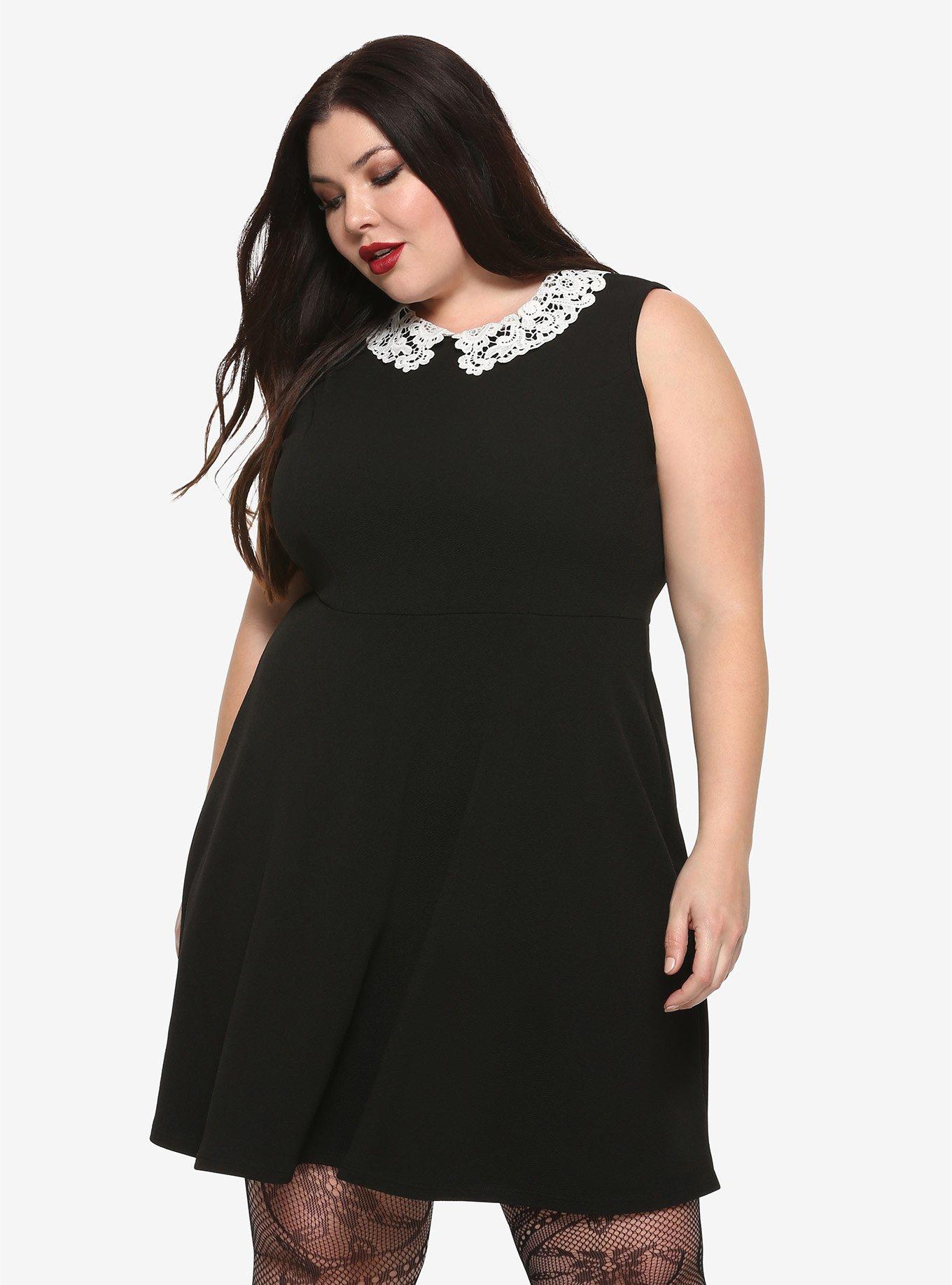 Plus Size Black Skater Dress Lace Boohoo Women's Plus Bengaline Lace Trim  Midaxi Skater Dress In