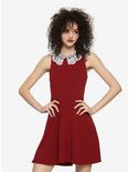 Red Lace Collar Dress, RED, hi-res