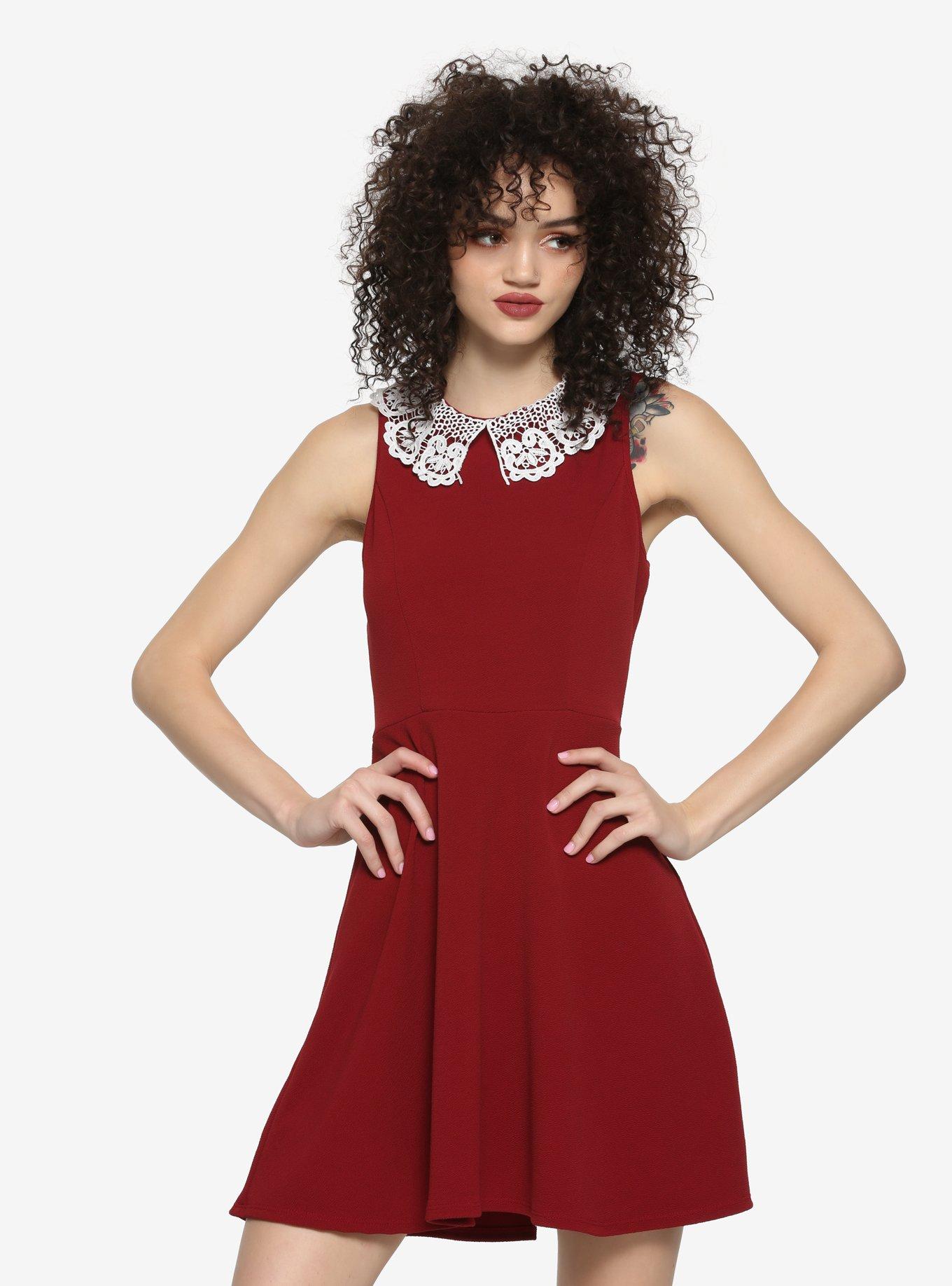 Red Lace Collar Dress Hot Topic