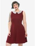 Red Lace Collar Dress Plus Size, RED, hi-res