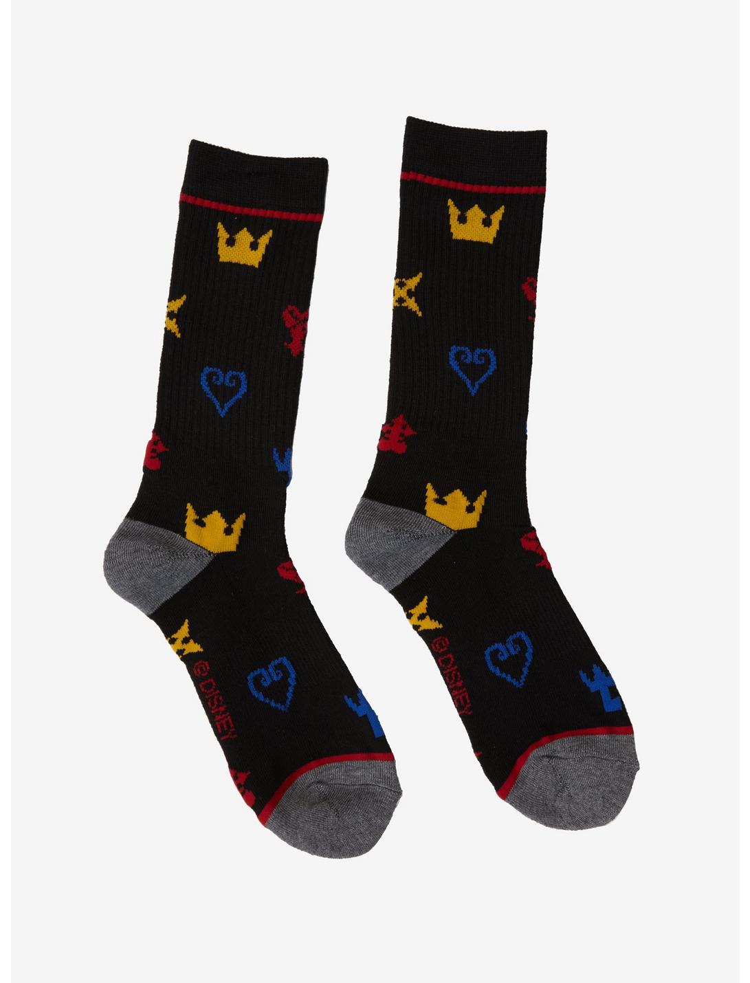 Disney Kingdom Hearts Symbols Crew Socks, , hi-res