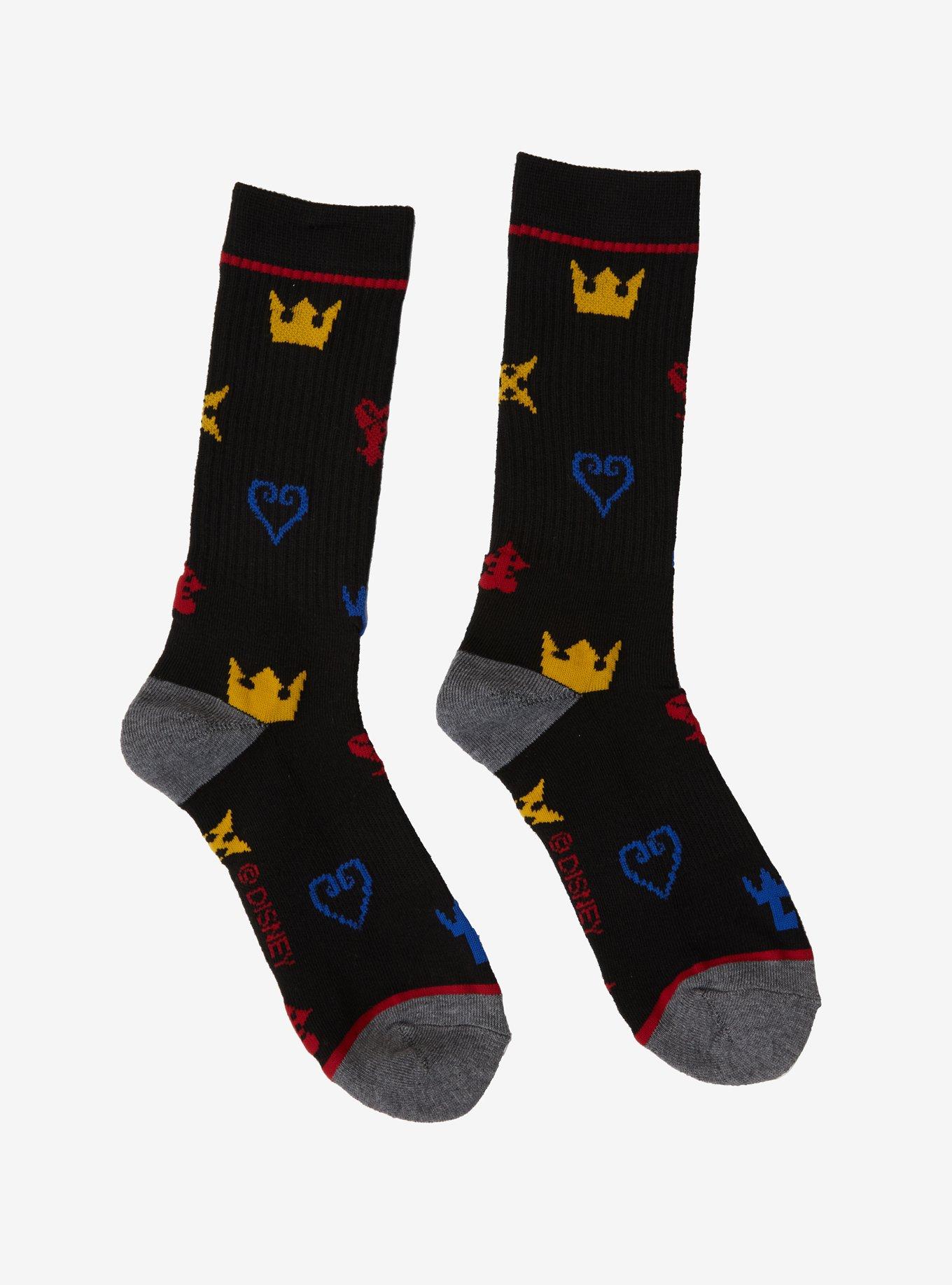 Disney Kingdom Hearts Symbols Crew Socks, , hi-res