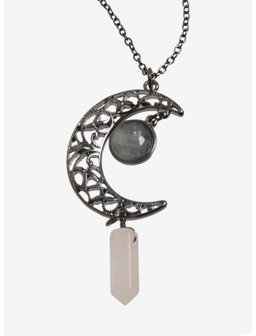 Moon Cutout Hanging Quartz Necklace - BoxLunch Exclusive, , hi-res