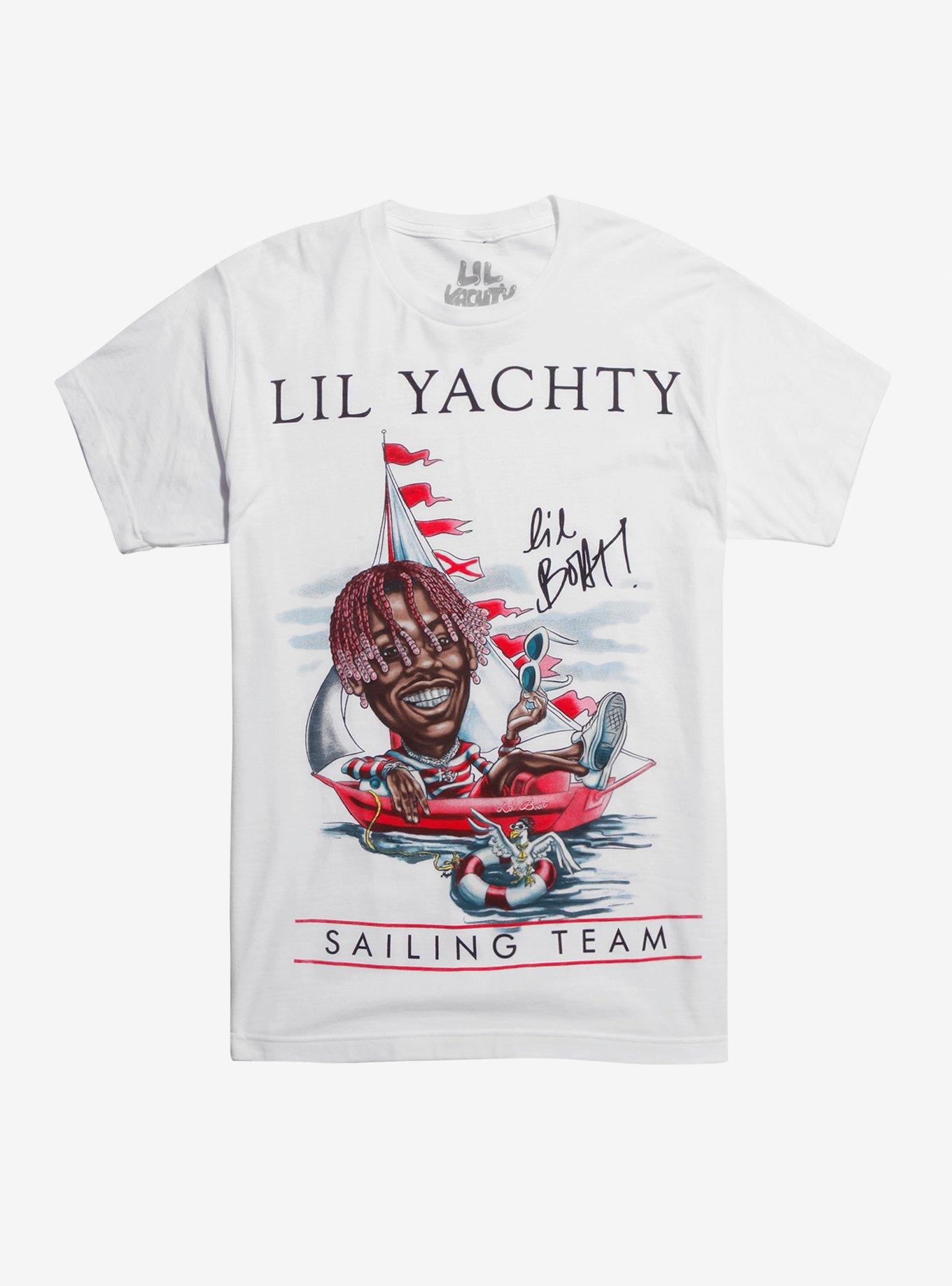 MyPartyShirt Lil Boat #44 Sailing Team Red and White Baseball Jersey Lil Yachty Music Video