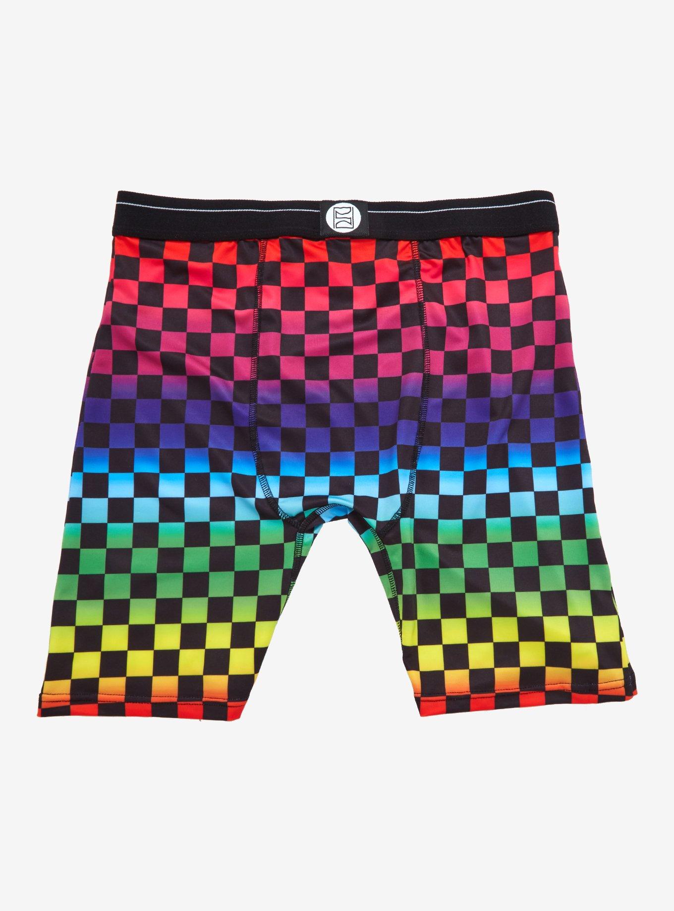 Rainbow Checkered Boxer Briefs, MULTI, hi-res