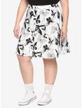 Black & White Butterfly Print Skirt Plus Size, MULTI, hi-res