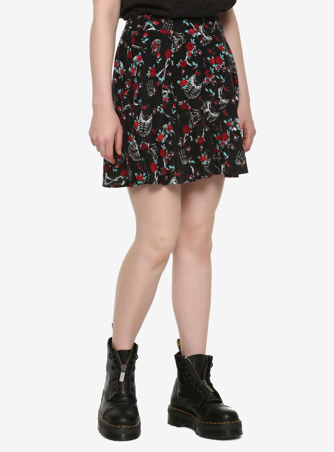 Skeletons & Roses Black Skirt, MULTI, hi-res