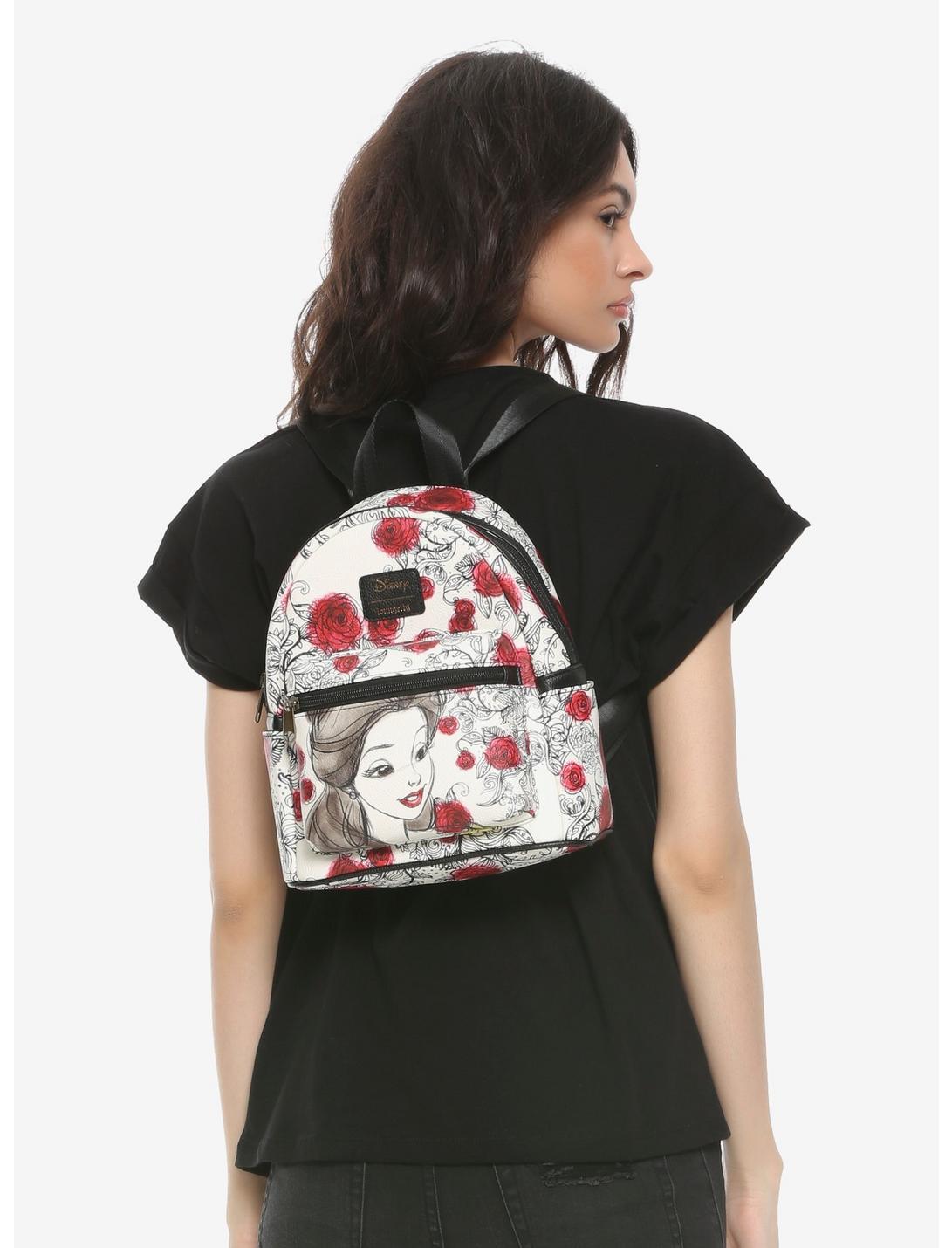 Loungefly Disney Beauty And The Beast Sketched Roses Mini Backpack, , hi-res
