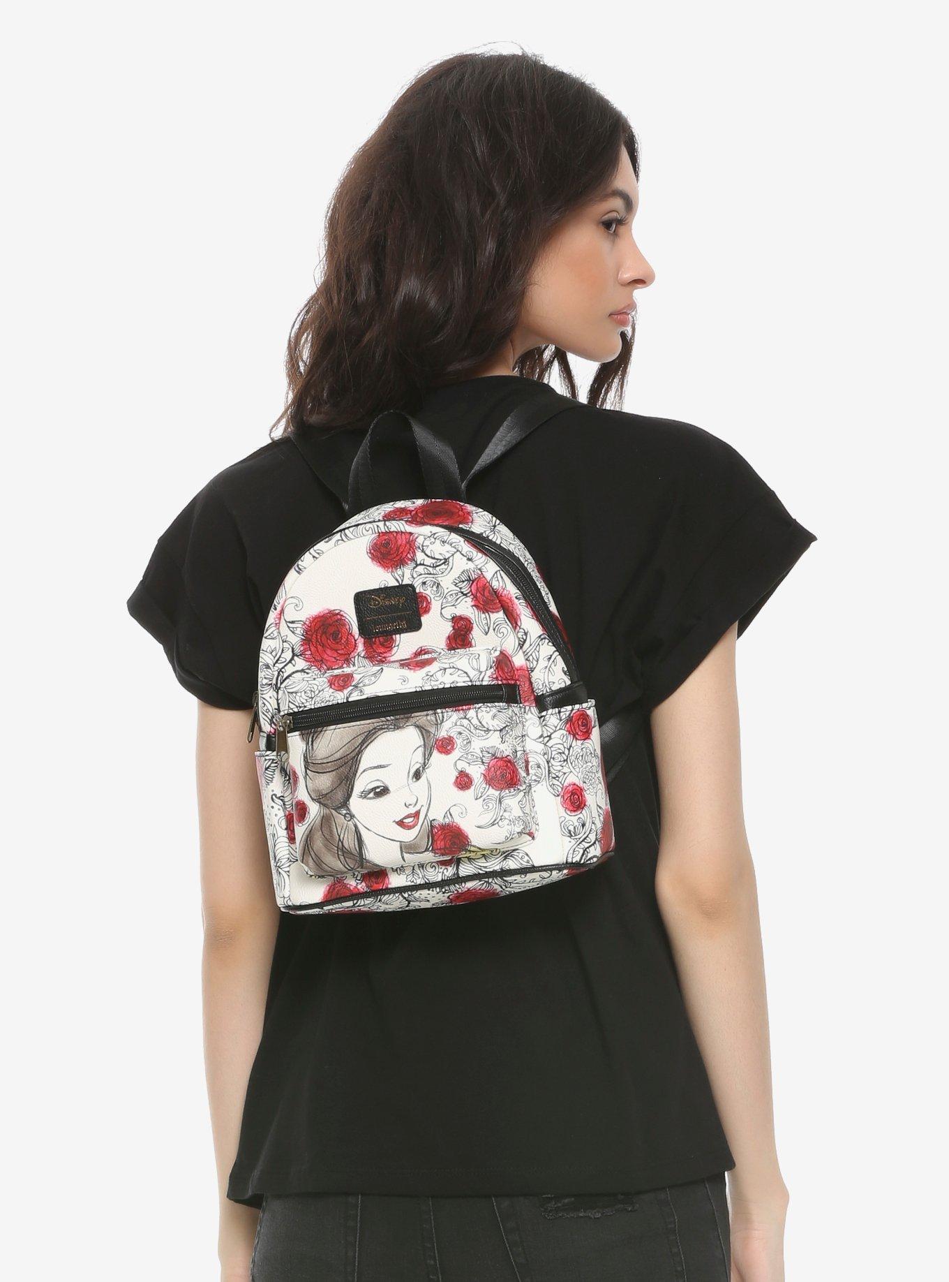 Loungefly Disney Beauty And The Beast Sketched Roses Mini Backpack, , hi-res