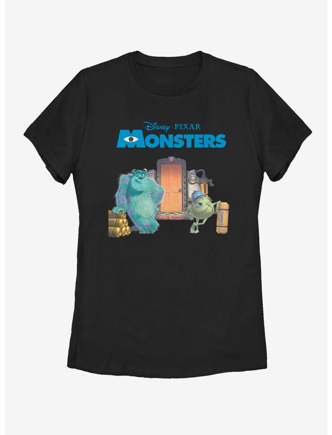 Disney Pixar Monsters Inc. Door Scene Womens T-Shirt, BLACK, hi-res