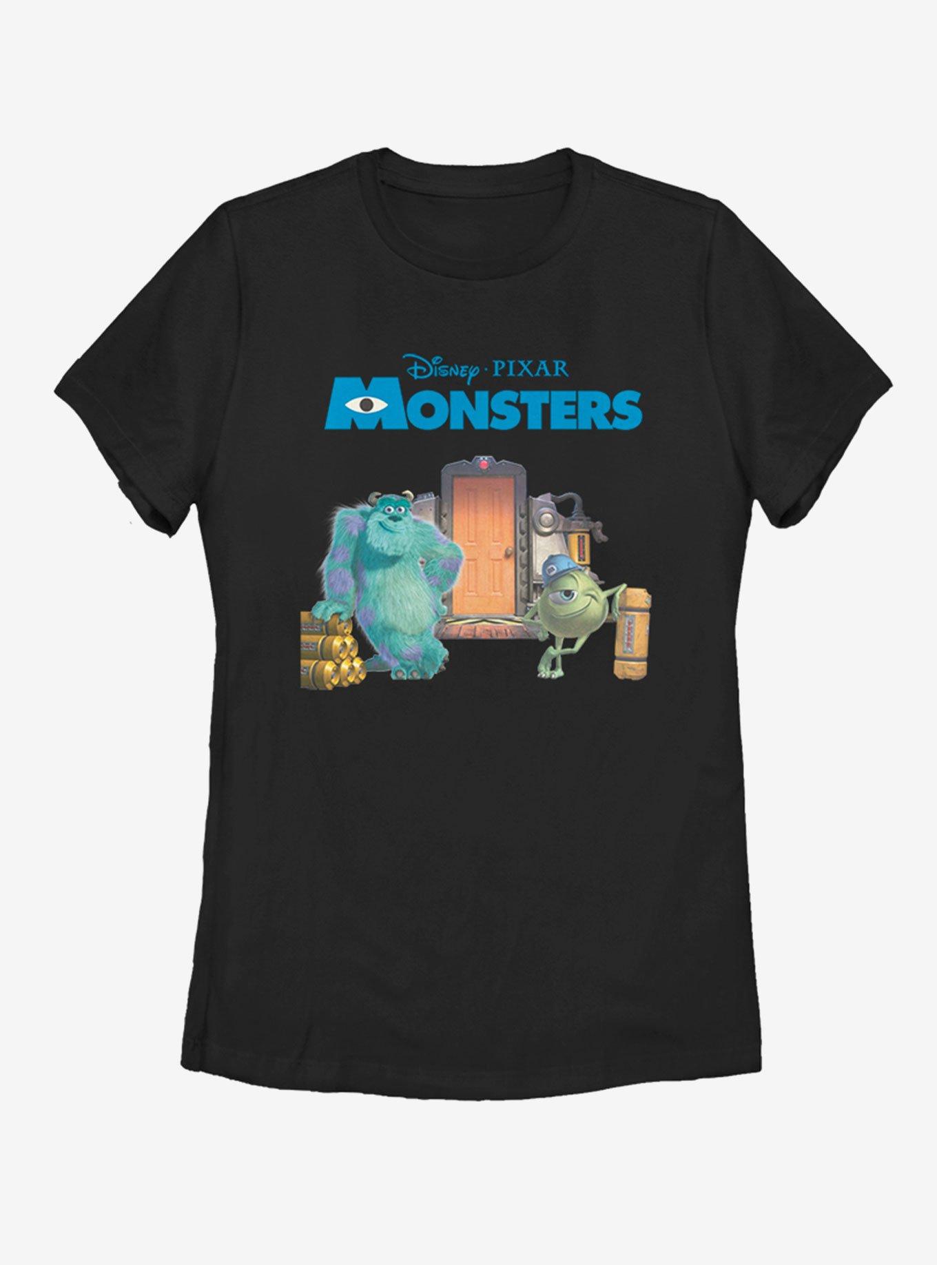 Disney Pixar Monsters Inc. Door Scene Womens T-Shirt, BLACK, hi-res