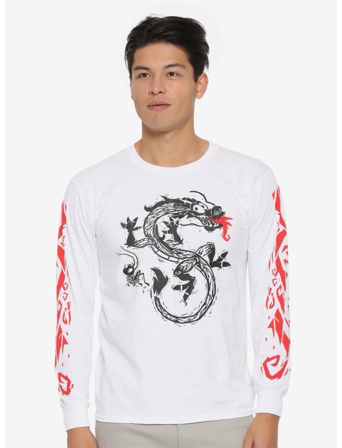 Disney Mulan Mushu & Cri-Kee Long Sleeve T-Shirt - BoxLunch Exclusive, WHITE, hi-res