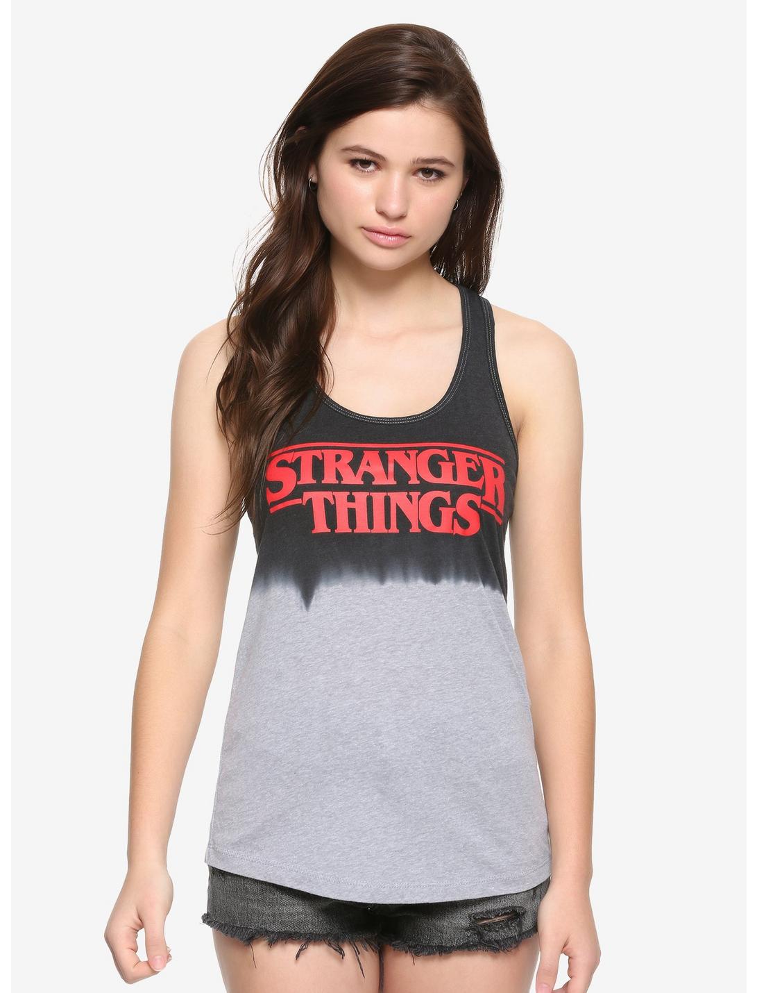 Stranger Things Logo Dip-Dye Girls Tank Top, GREY, hi-res