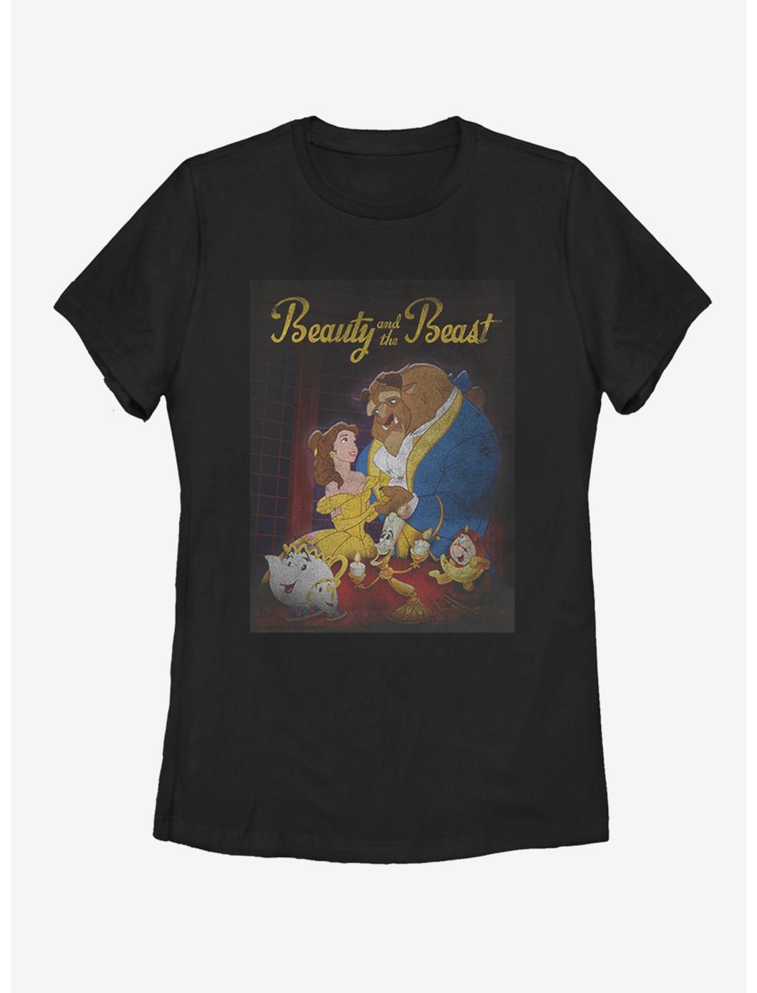 Disney Beauty and The Beast Poster Script Womens T-Shirt, BLACK, hi-res