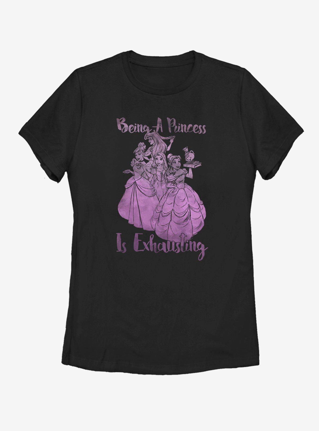 Disney Princess Exhausted Womens T-Shirt, BLACK, hi-res