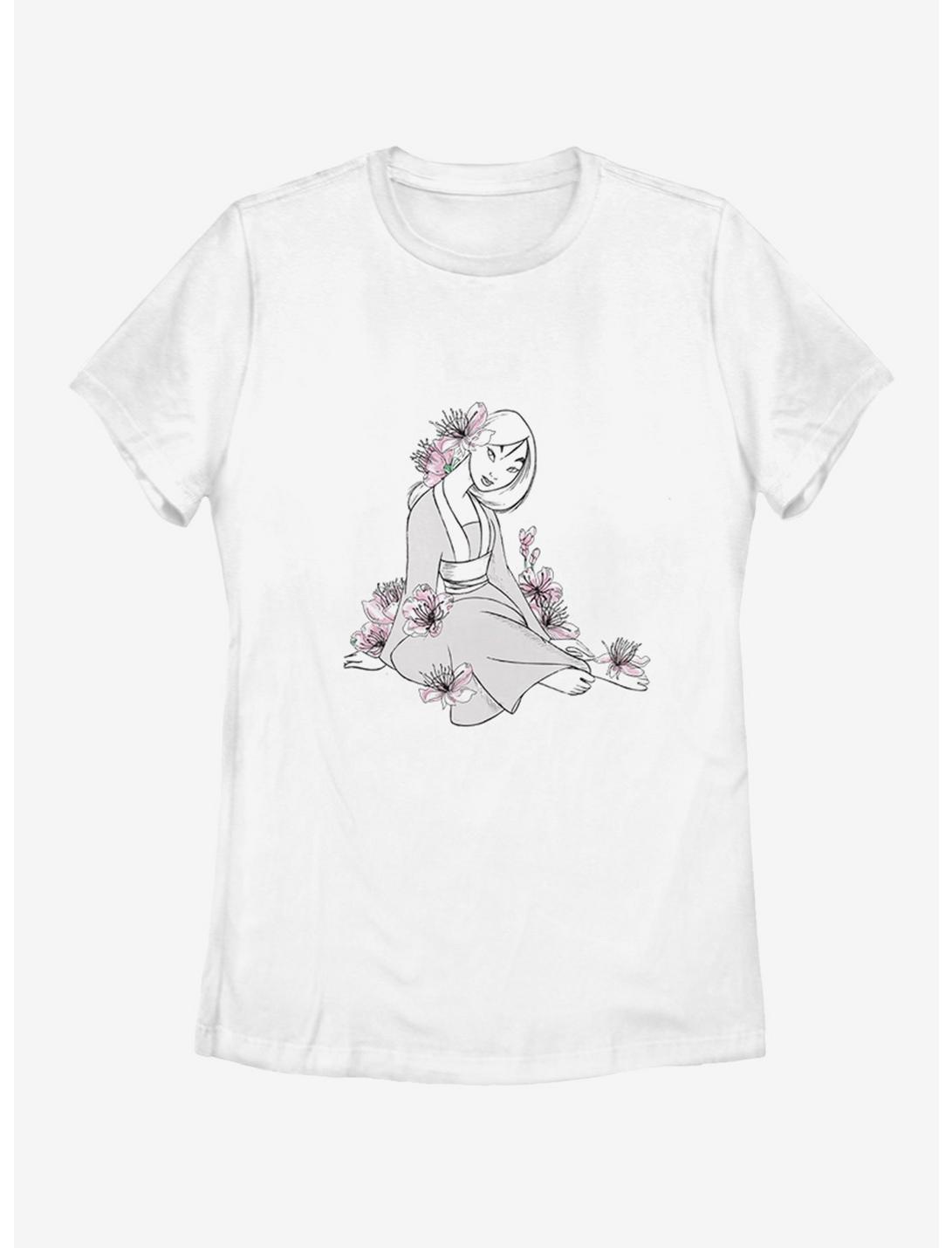 Disney Mulan Floral Womens T-Shirt, WHITE, hi-res