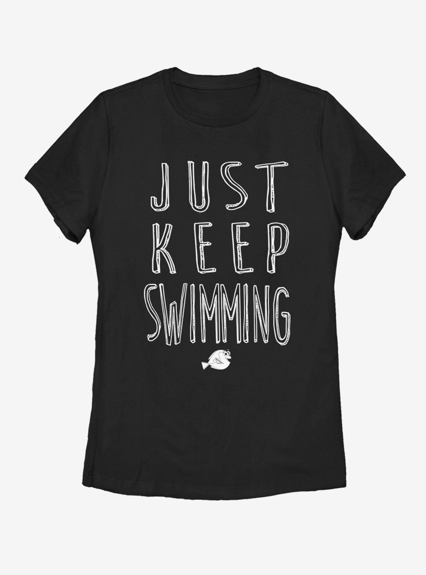 Disney Pixar Finding Dory Swimming Womens T-Shirt, BLACK, hi-res