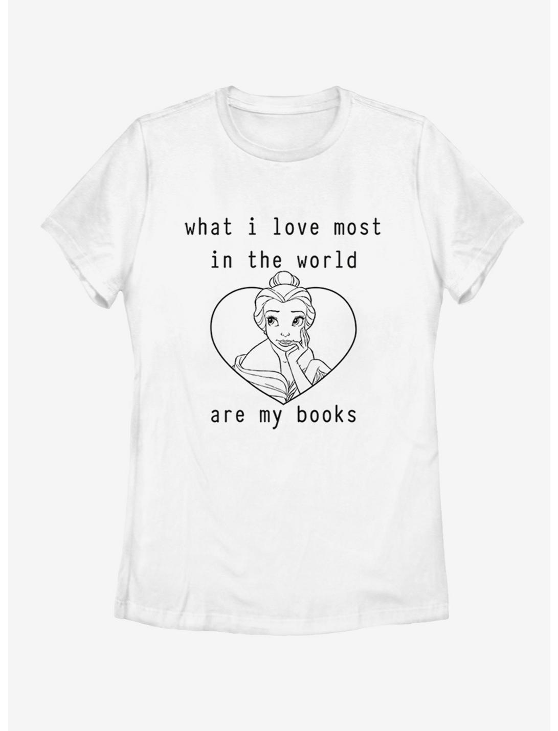 Disney Beauty and The Beast I LOVE BOOKS Womens T-Shirt, WHITE, hi-res