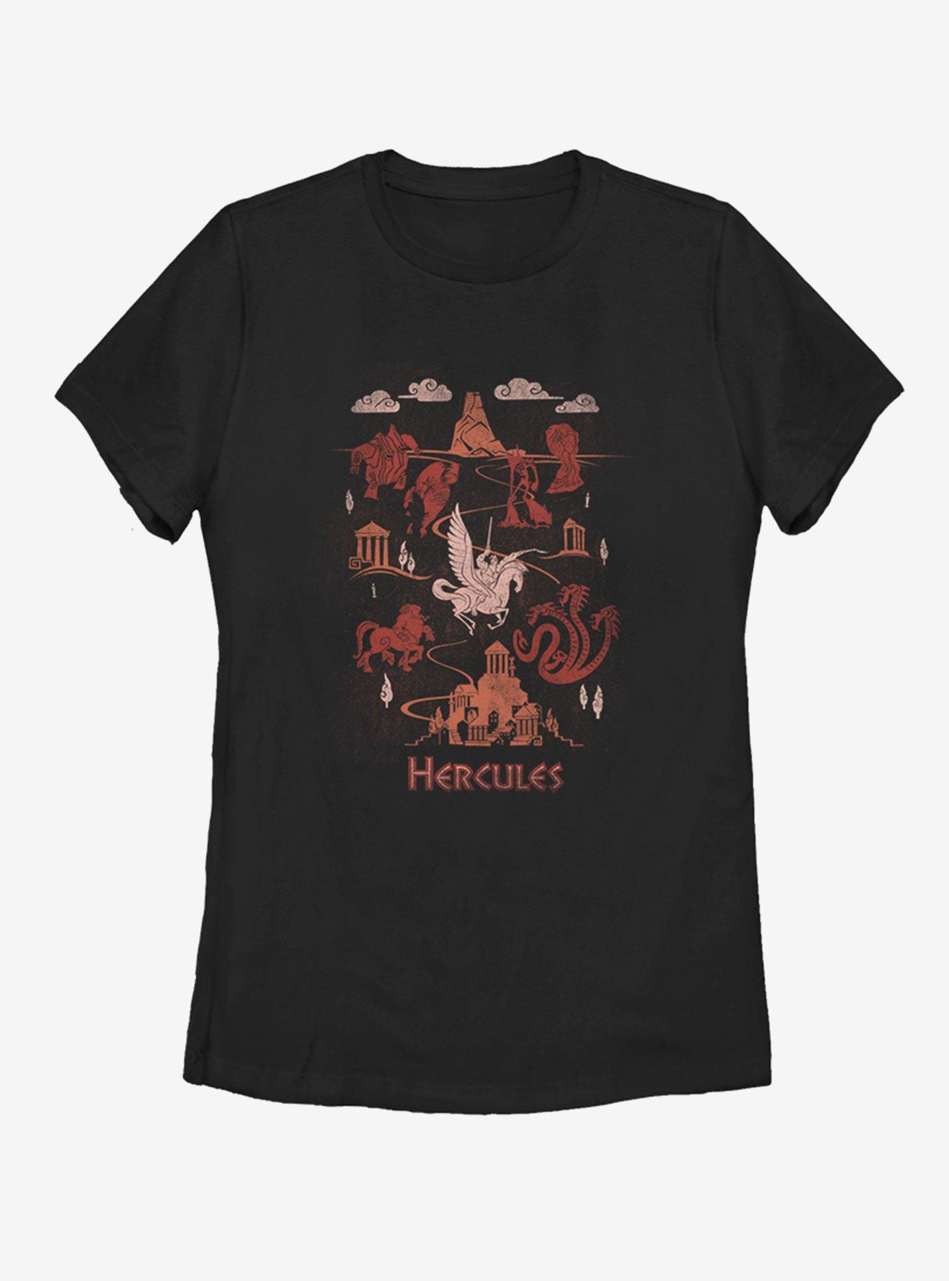 Disney Hercules Map Womens T-Shirt, BLACK, hi-res