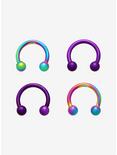 Steel Matte Rainbow Purple Metallic Circular Barbell 4 Pack, MULTI, hi-res