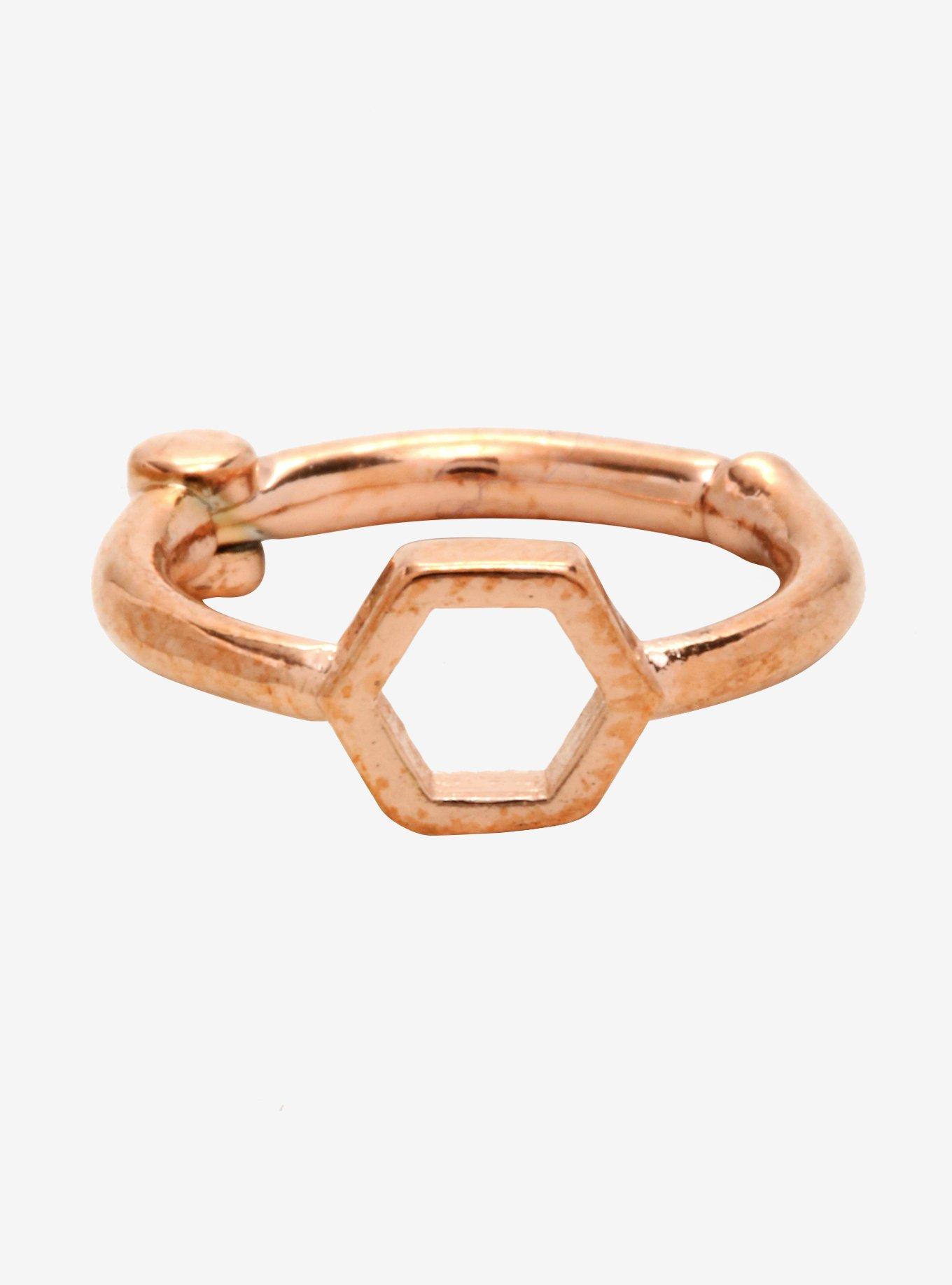 Steel Rose Gold Fitted Hexagon Septum Clicker, GOLD, hi-res