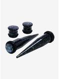 Acrylic Black Glitter Taper & Plug 4 Pack, MULTI, hi-res
