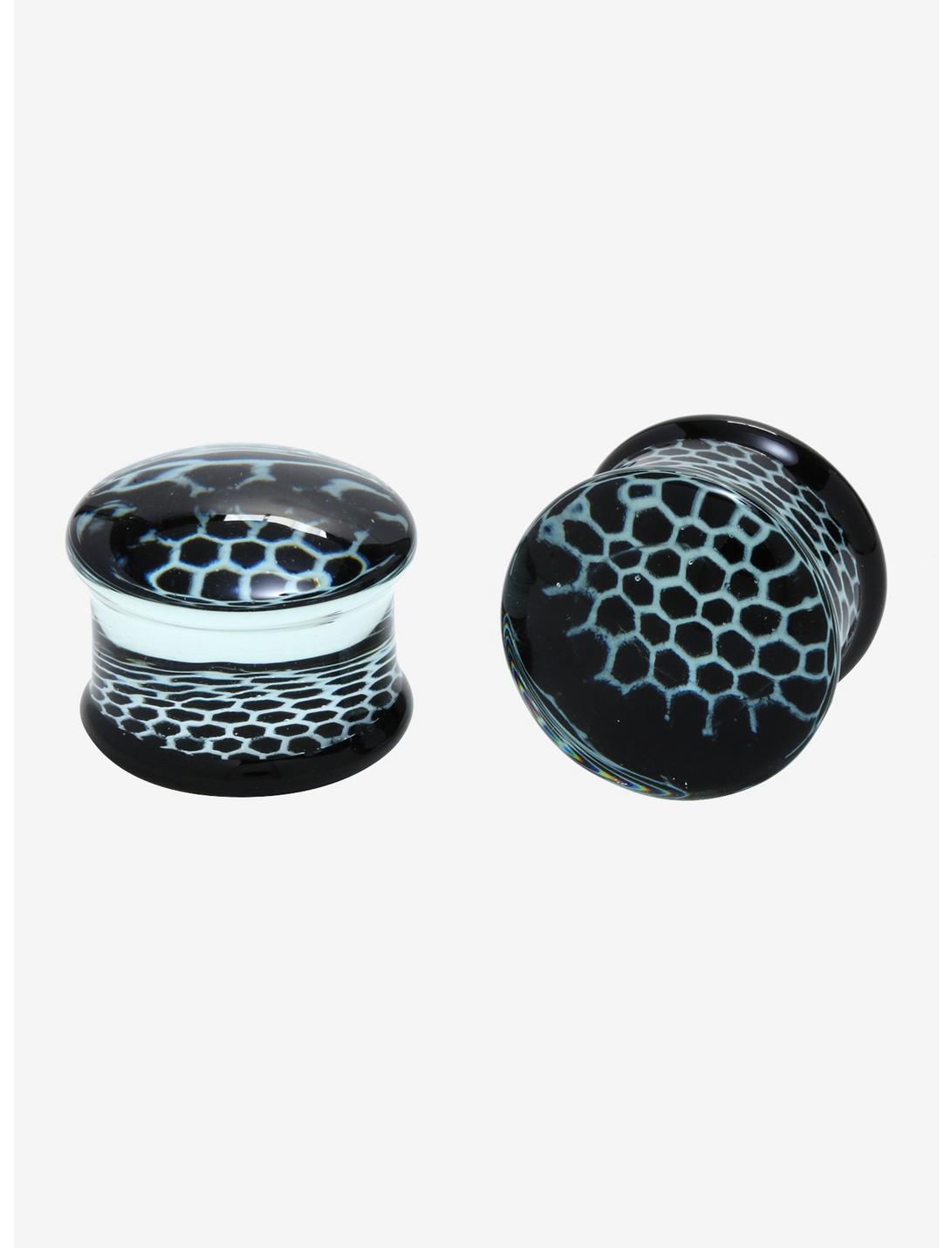 Glass Black Honeycomb Plugs 2 Pack, MULTI, hi-res