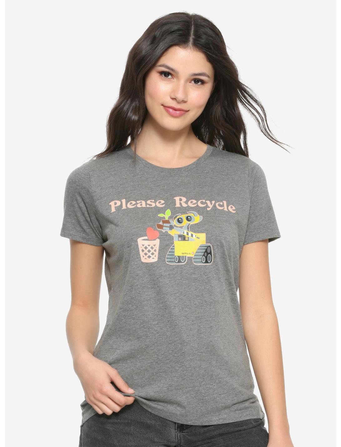 Disney Pixar WALL-E Please Recycle Womens T-Shirt - BoxLunch Exclusive, GREY, hi-res