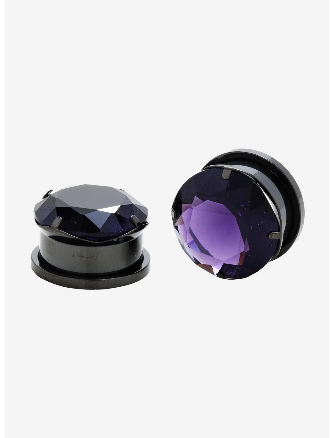Steel Black & Purple Gems Spool Plug 2 Pack, MULTI, hi-res