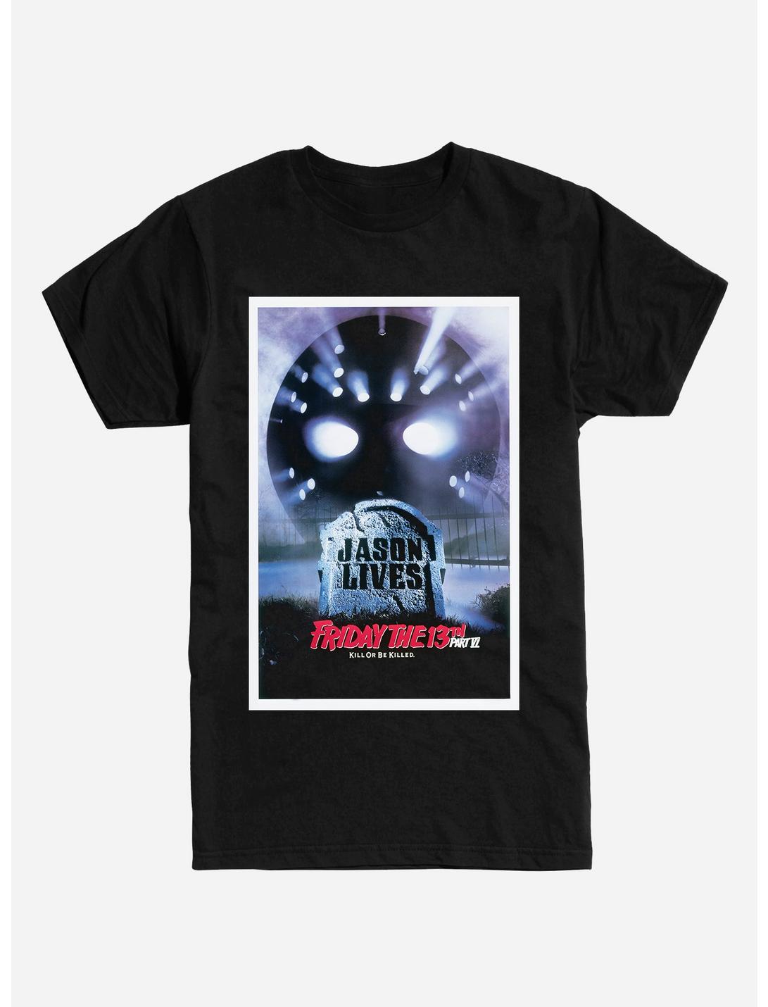 Friday The 13th Part VI: Jason Lives Poster T-Shirt, BLACK, hi-res