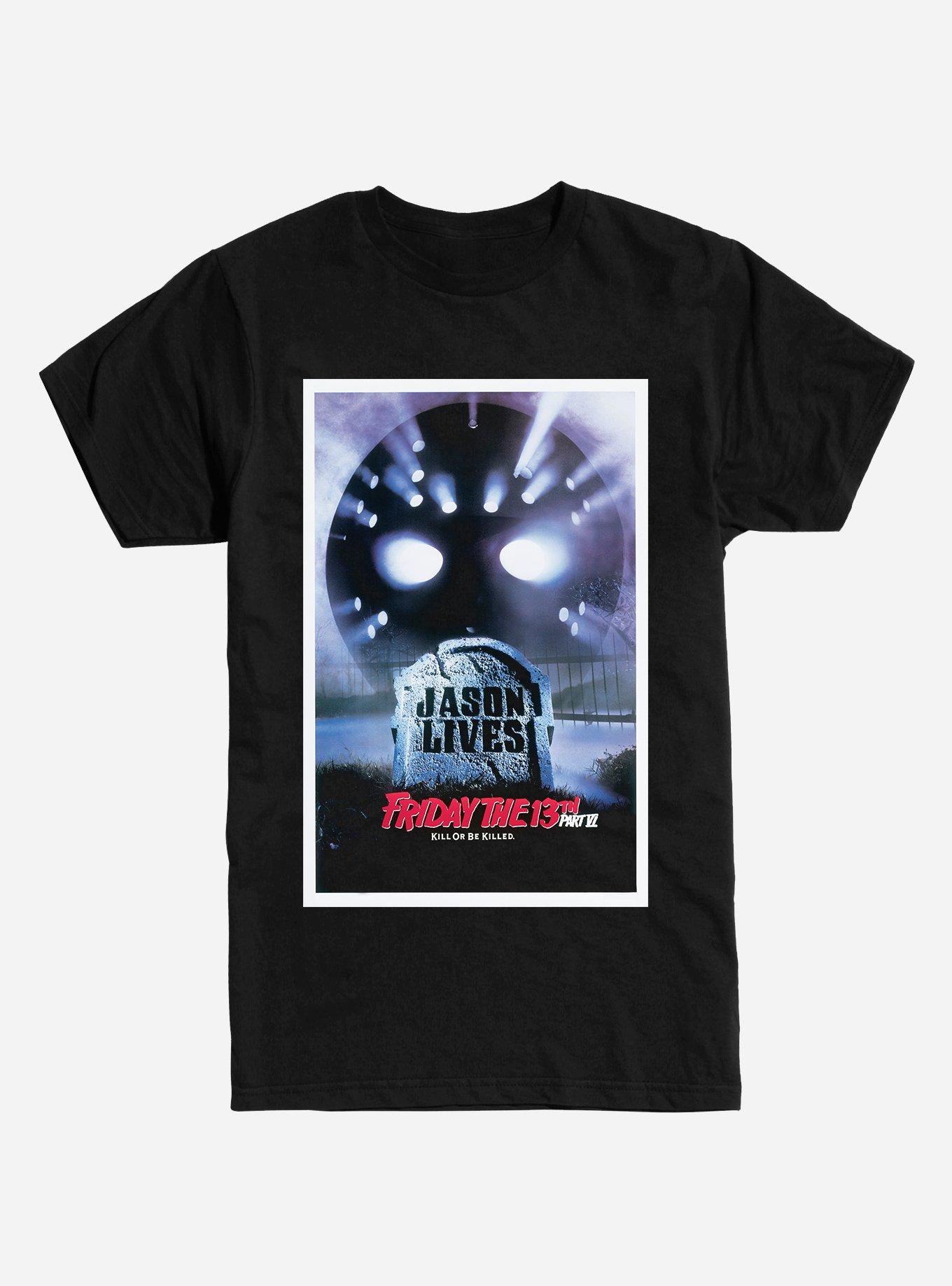 Friday The 13th Part VI: Jason Lives Poster T-Shirt, BLACK, hi-res
